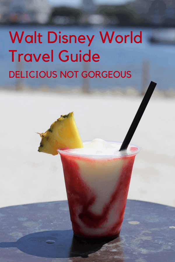 This pina colava (think raspberry pina colada!) is only one of the delicious and refreshing drinks to try at Walt Disney World. #pinacolada #waltdisneyworld #wdw #travelguide #themeparks